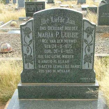 LUBBE Maria P. nee VAN DER MERWE 1875-1953
