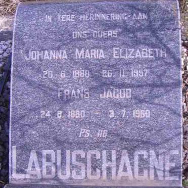 LABUSCHAGNE Frans Jacob 1880-1960 &amp; Johanna Maria Elizabeth 1880-1957