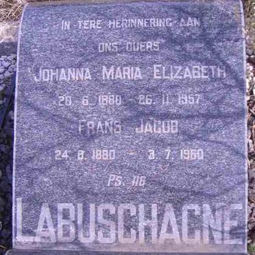 LABUSCHAGNE Frans Jacob 1880-1960 &amp; Johanna Maria Elizabeth 1880-1957