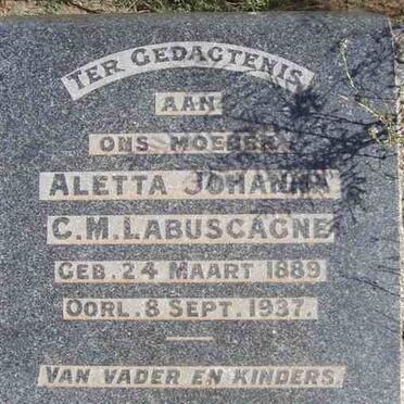 LABUSCAGNE Aletta Johanna C.M. 1889-1937 :: LABUSCHAGNE Jessie nee FRIEDMAN 1910-1940