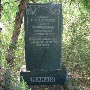MARAIS Maria Magdalena nee McDONALD 1860-1943