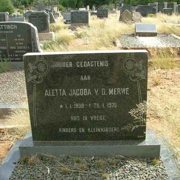 MERWE Aletta Jacoba, v.d. 1909-1975