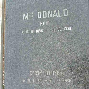 McDONALD Roic 1898-1990