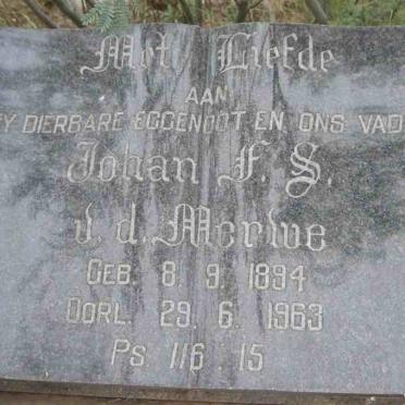 MERWE Johan F.S., v.d. 1894-1963