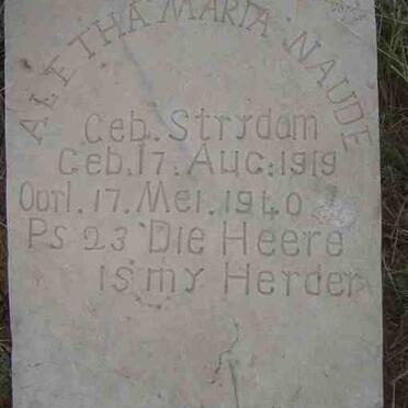 NAUDE Aletha Maria nee STRYDOM 1919-1940