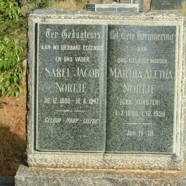 NORTJE Sarel Jacob  1880-1947 &amp; Martha Aletha VORSTER 1890-1958