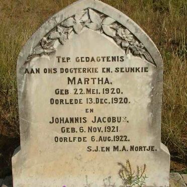 NORTJE Martha 1920-1920 :: NORTJE Johannis Jacobus 1921-1922