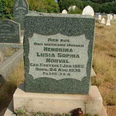 NORVAL Hendrina Lusia Sophia nee COETZEE 1865-1930