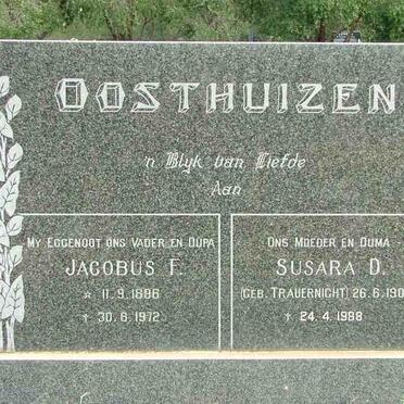 OOSTHUIZEN Jacobus F. 1886-1972 &amp; Susara D. TRAUERNICHT 1903-1988