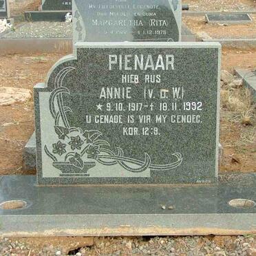 PIENAAR Annie nee V.D.W. 1917-1992
