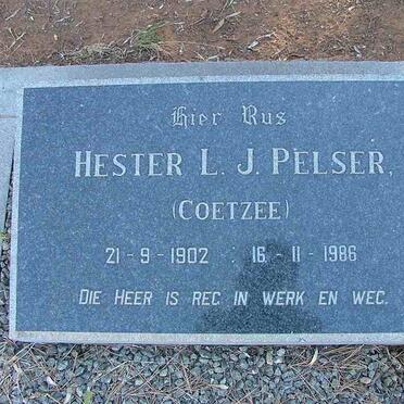 PELSER Hester L.J. nee COETZEE 1902-1986