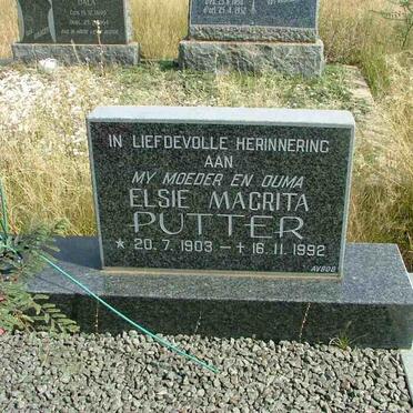 PUTTER Elsie Magrita 1903-1992