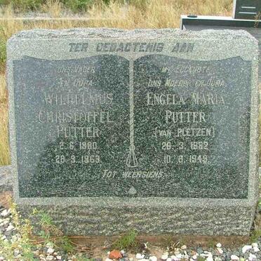 PUTTER Wilhelmus Christoffel 1880-1969 &amp; Engela Maria VAN PLETZEN 1882-1949