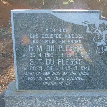PLESSIS H.M., du 1918-1922 :: DU PLESSIS S.T. 1916-1941