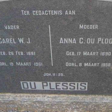 PLESSIS Carel W.J., du 1881-1961 &amp; Anna C. DU PLOOY 1890-1958