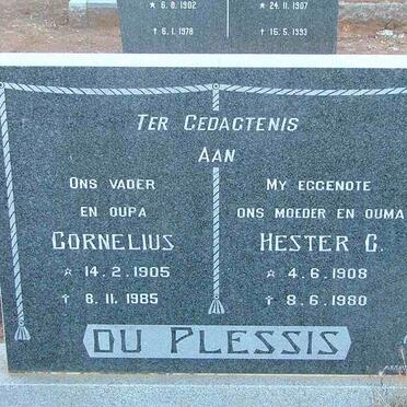 PLESSIS Cornelius, du 1905-1985 &amp; Hester C. 1908-1980