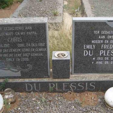PLESSIS Chris, du 1912-1962 &amp; Emily Frederika 1913-1996