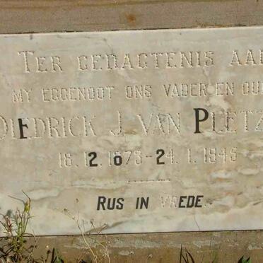 PLETZEN Diedrick J., van 1878-1945 &amp; Hester M. 1875-1958