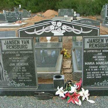 RENSBURG Jan Hendrik, Jansen van 1911-1970 &amp; Maria Margaret COOLEY 1916-2006