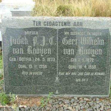 ROOYEN Gert Wilhelm, van 1872-1950 &amp; Judith P.J.C. BOTHA 1873-1956