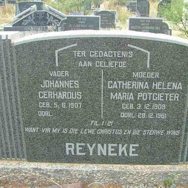 REYNEKE Johannes Gerhardus 1907- &amp; Catherina Helena Maria POTGIETER 1909-1961