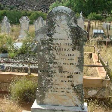 RENSBURG Catharina Fredeika, van nee STRAUSS 1854-1912 :: RENSBURG Mariam E., van 1893-1913