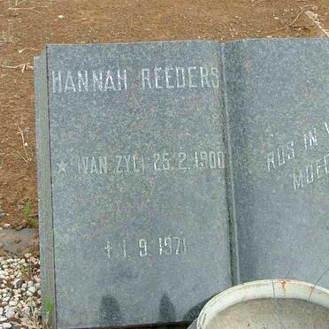 REEDERS Hannah nee VAN ZYL 1900-1971