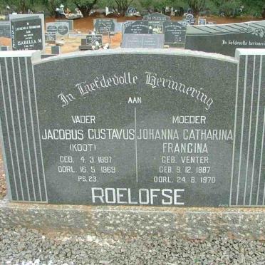 ROELOFSE Jacobus Gustavus 1887-1969 &amp; Johanna Catharina Francina VENTER 1887-1970