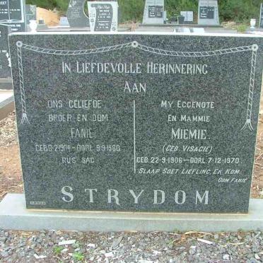 STRYDOM Fanie 1904-1980 &amp; Miemie VISAGIE 1906-1970