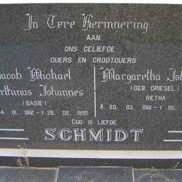 SCHMIDT Jacob Michael Marthinus Johannes 1912-1995 &amp; Margaretha Johanna GRIESEL 1918-1994