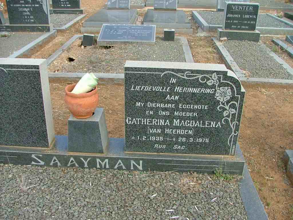 SAAYMAN Catherina Magdalena nee VAN HEERDEN 1935-1975