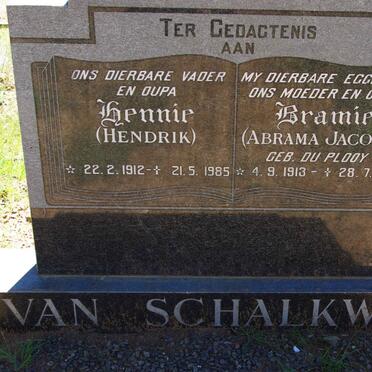 SCHALKWYK Hendrik, van 1912-1985 &amp; Abrama Jacoba DU PLOOY 1913-1981