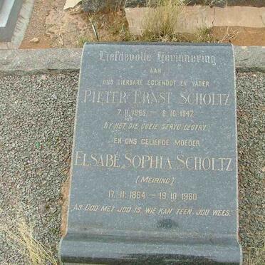 SCHOLTZ Pieter Ernst 1865-1947 &amp; Elsabe Sophia MEIRING 1864-1960