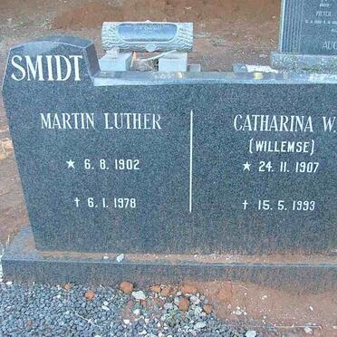 SMIDT Martin Luther 1902-1978 &amp; Catharina W. WILLEMSE 1907-1993