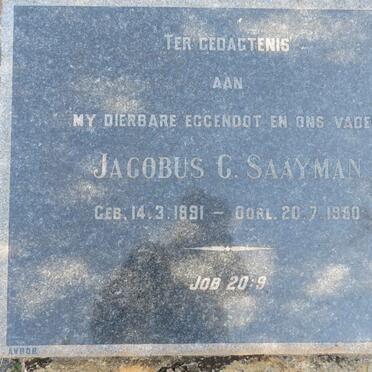 SAAYMAN Jacobus G. 1891-1950 &amp; C.E. 1895-1952