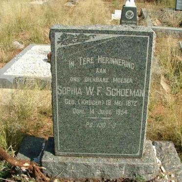 SCHOEMAN Sophia W.F. nee KRUGER 1872-1954