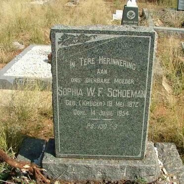 SCHOEMAN Sophia W.F. nee KRUGER 1872-1954