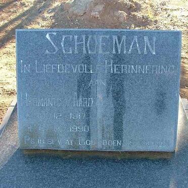 SCHOEMAN Hermanus v. Aardt 1917-1990