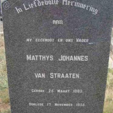 STRAATEN Matthys Johannes, van 1883-1955