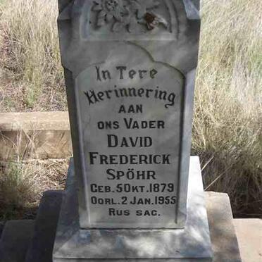 SPOHR David Frederick 1879-1955 &amp; Martha VAN TONDER 1886-1917