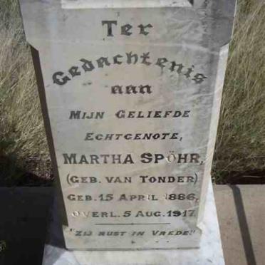 SPOHR Martha nee VAN TONDER 1886-1917
