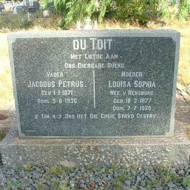 TOIT Jacobus Petrus, du 1871-1936 &amp; Louisa Sophia V. RENSBURG 1877-1925