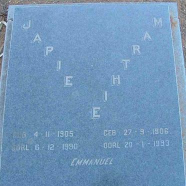 TOIT Japie, du 1905-1990 &amp; Marthie 1906-1993