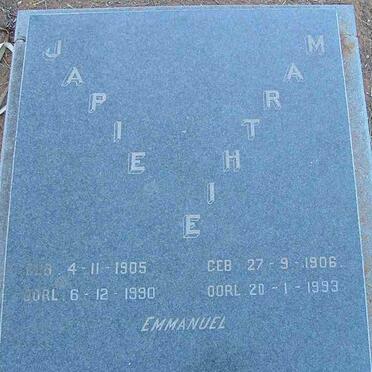 TOIT Japie, du 1905-1990 &amp; Marthie 1906-1993