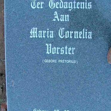 VORSTER Maria Cornelia nee PRETORIUS 1912-2002
