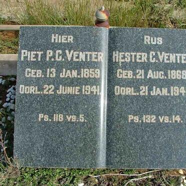 VENTER Piet P.C. 1859-1941 &amp; Hester C. 1868-1941