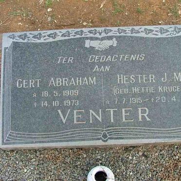 VENTER Gert Abraham 1909-1973 &amp; Hester J.M. KRUGER 1915-1982