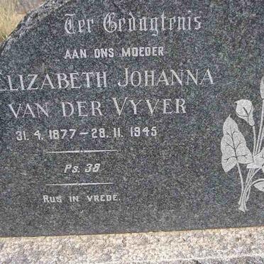 VYVER Elizabeth Johanna, van der 1877-1945