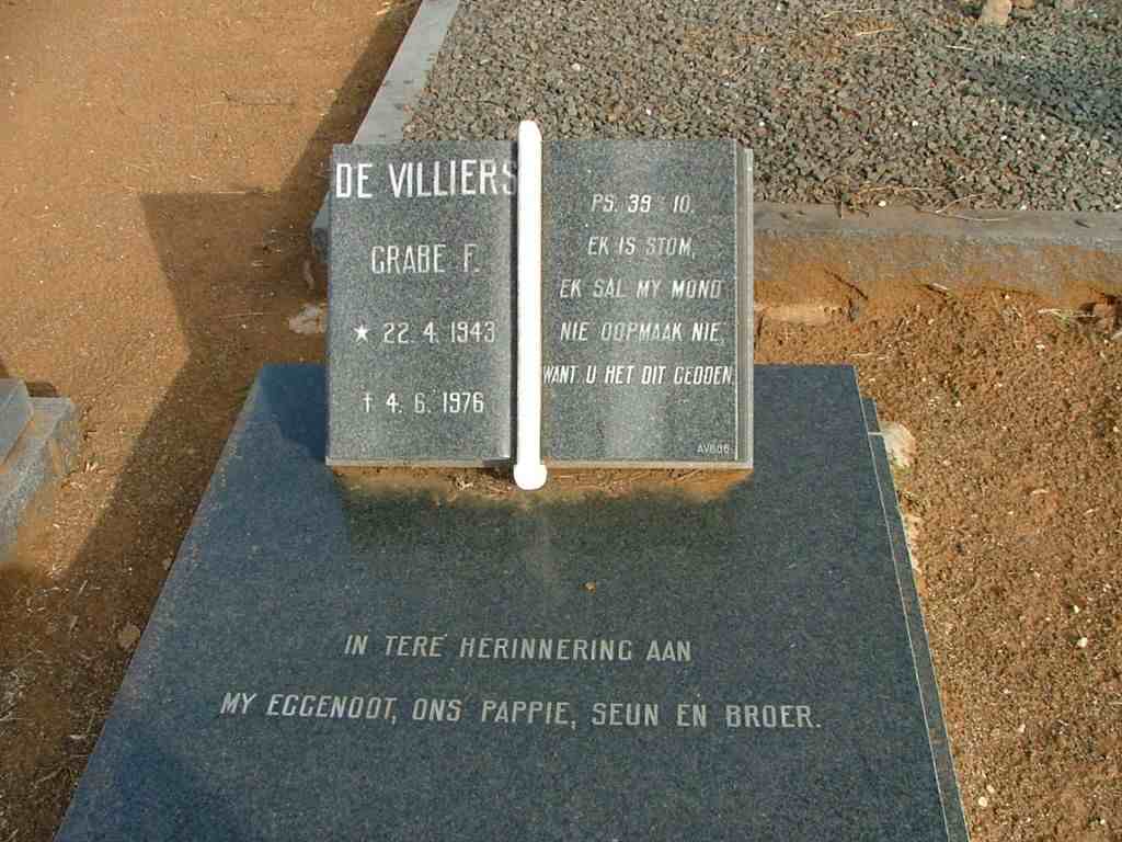 VILLIERS Grabe F., de 1943-1976