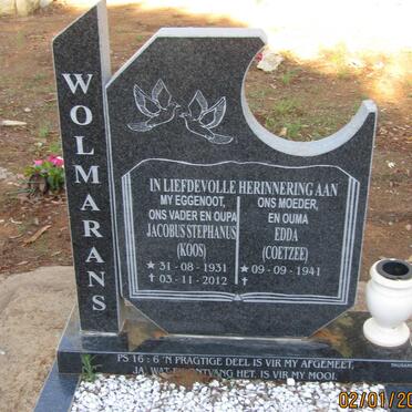 WOLMARANS Jacobus Stephanus 1931-2012 &amp; Edda COETZEE 1941-